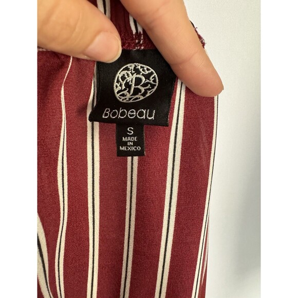 Bobeau Women’s Maroon Striped Off The Shoulder Blouse Women’s Size S - Picture 4 of 5